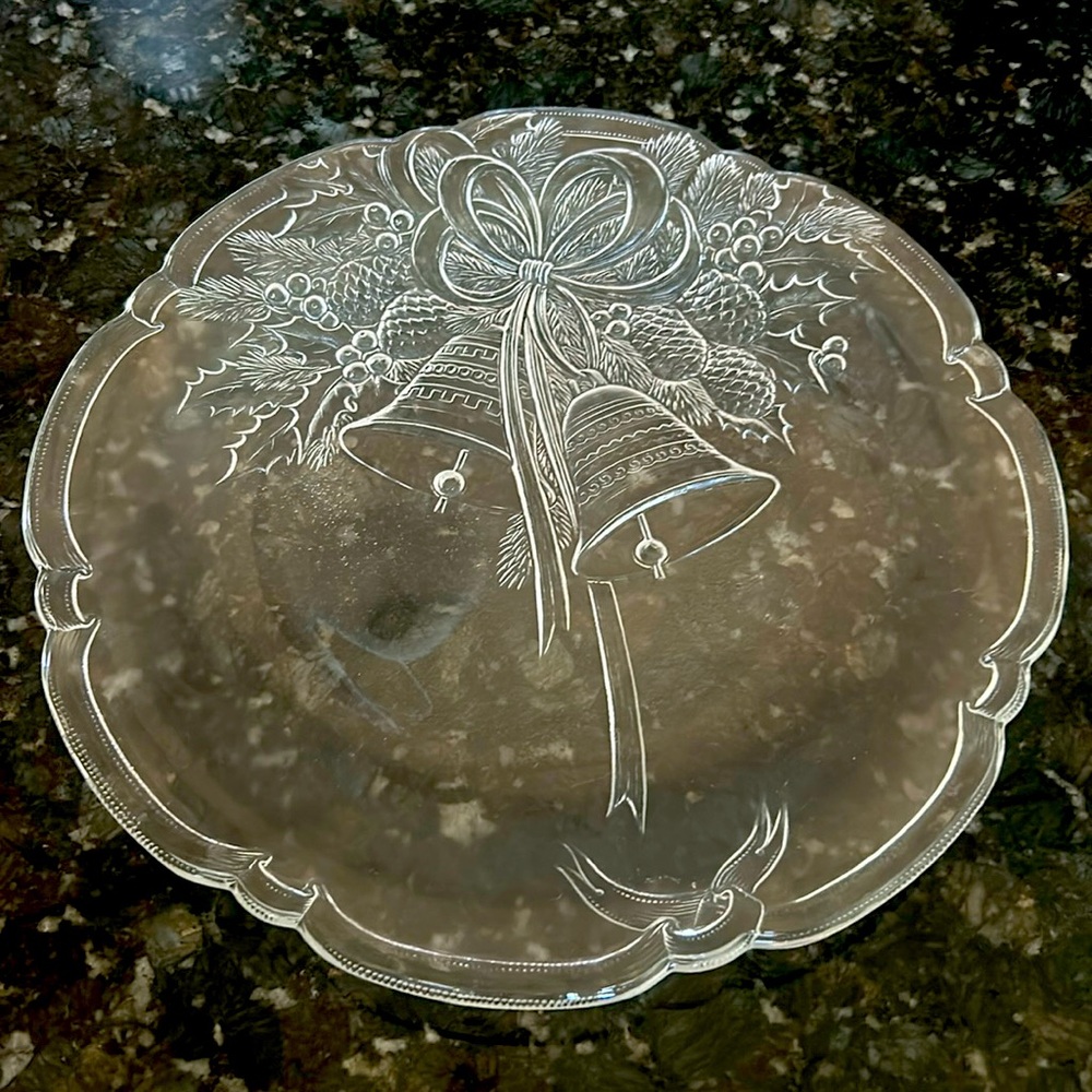 Mikasa Crystal Platter - Holiday Bells Design